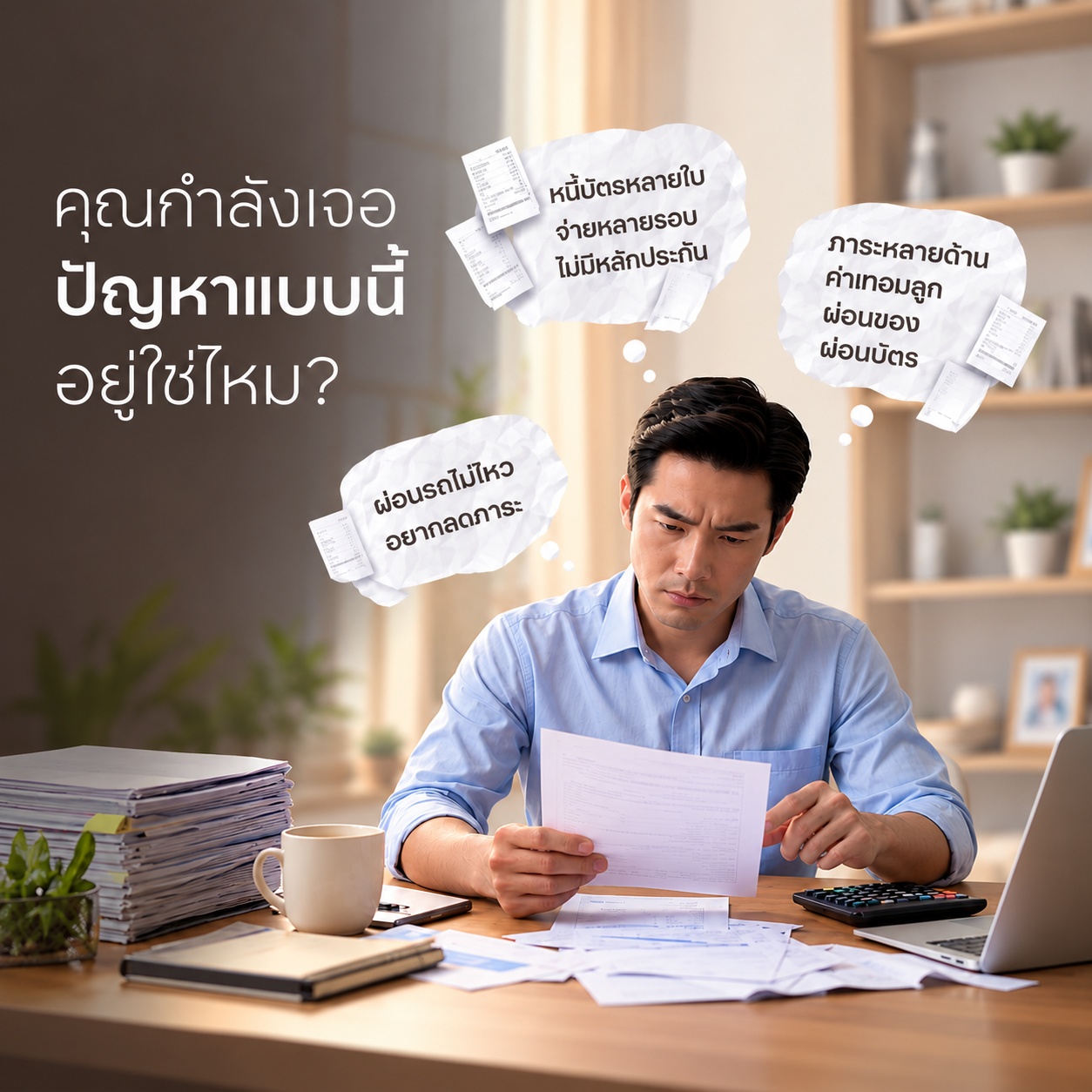 คุณกำลังเจอปัญหาแบบนี้อยู่ใช่ไหม? หนี้บัตรหลายใบ ภาระหลายด้าน และผ่อนรถไม่ไหว อยากลดภาระ